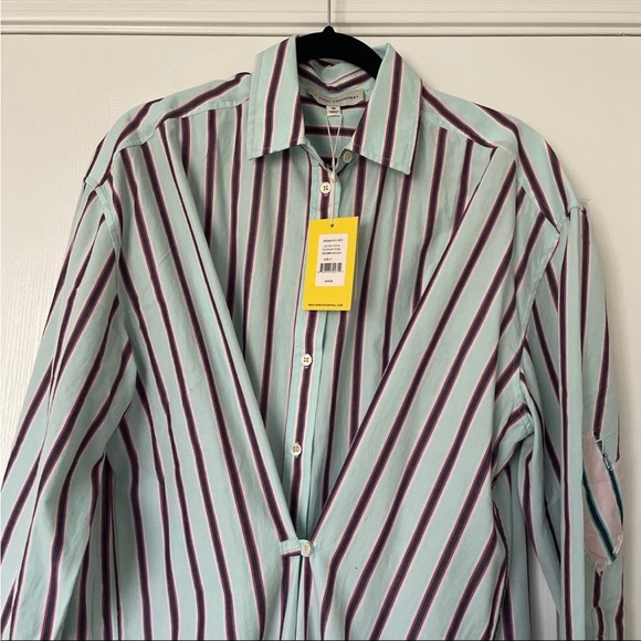 Kerri Rosenthal - Lilli Shirt Dress in Patchwork Stripe Saltwater Size Medium - Picture 6 of 10